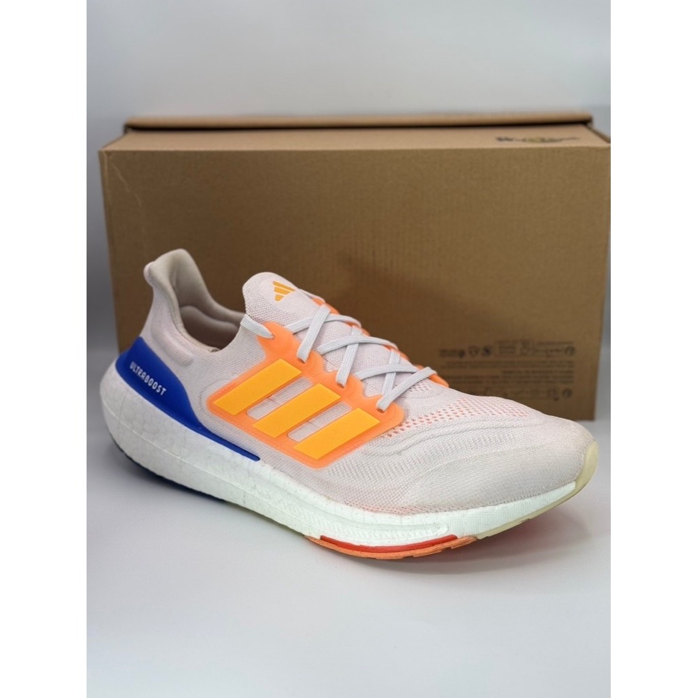 Adidas Ultraboost Light Men Size 12 White Orange Blue Running Shoes HQ6352
